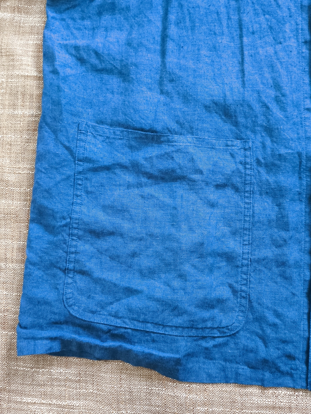 Muji 100 % Linen Chore Jacket Unstructed Men's Blue Linen Boxy Oversized Size XL - Picture 6 of 15
